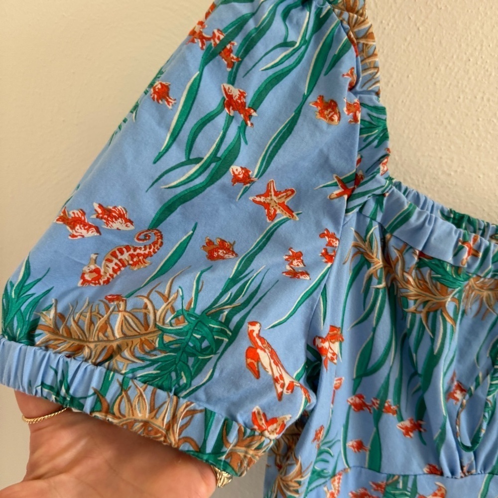 HVN Mini Holland Dress Ocean Fish Print 10 - Picture 6 of 15